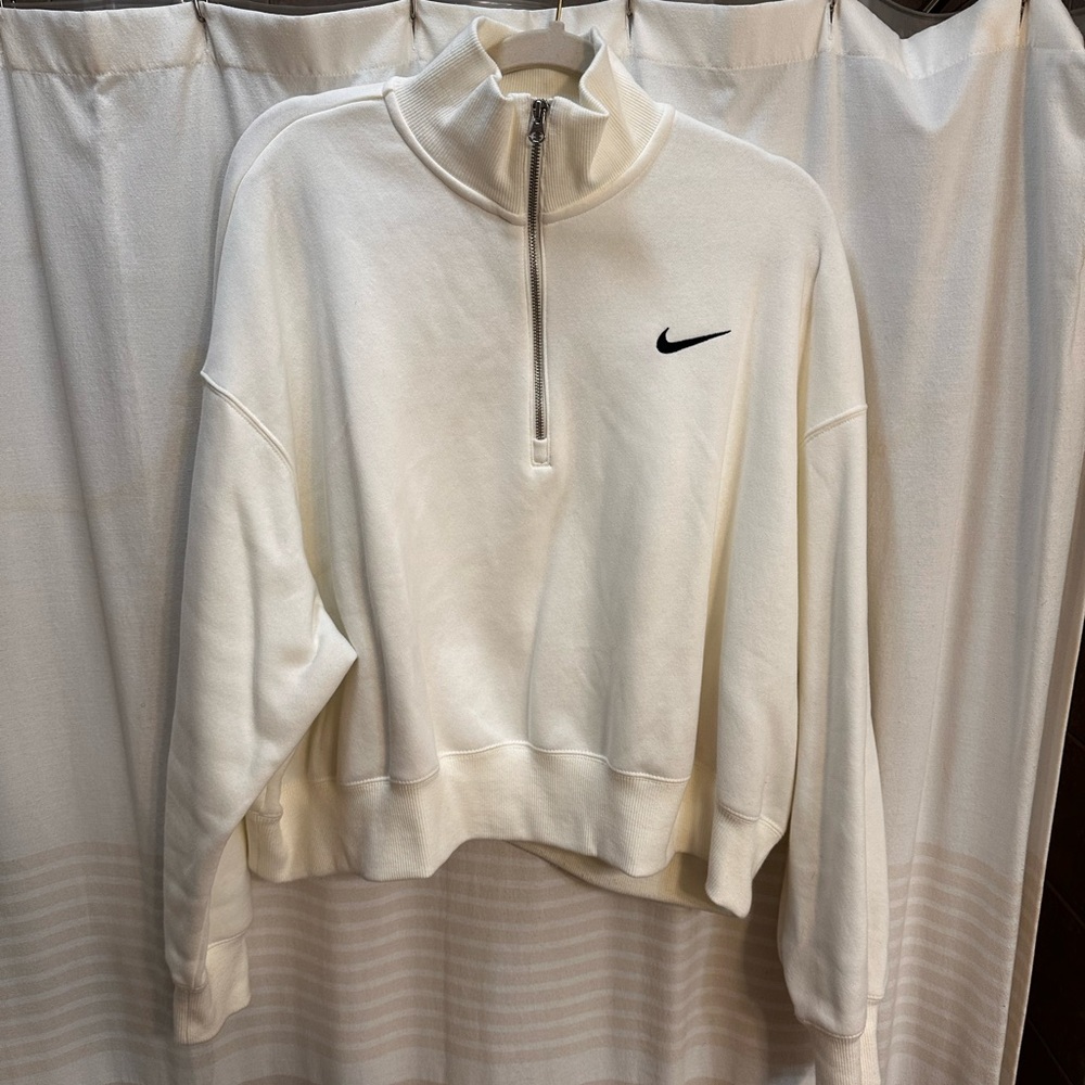 Nike Women's Cream Half-Zip Turtleneck Sweater